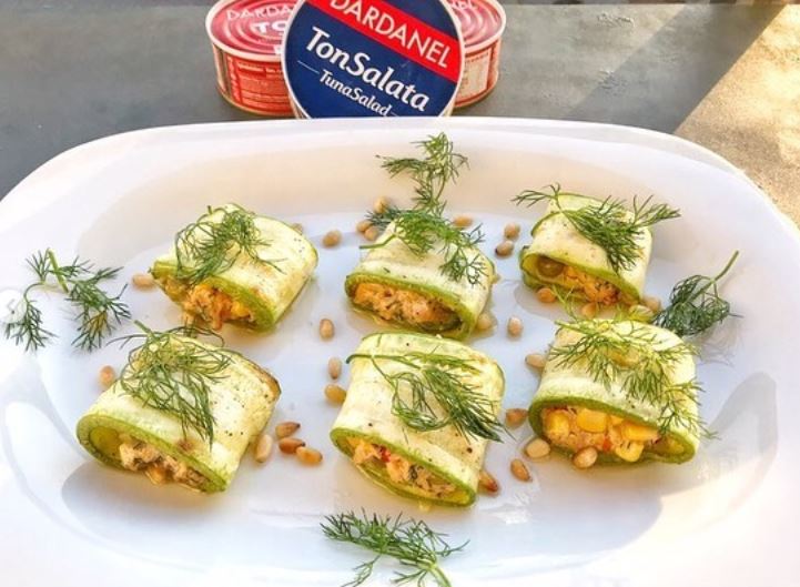 Dardanel Tuna Salad with Corn Zucchini Rolls