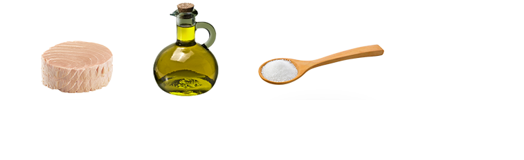 Just fish, oil and a little sea salt.