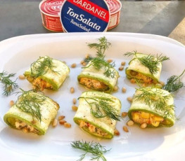 Dardanel Tuna Salad with Corn Zucchini Rolls